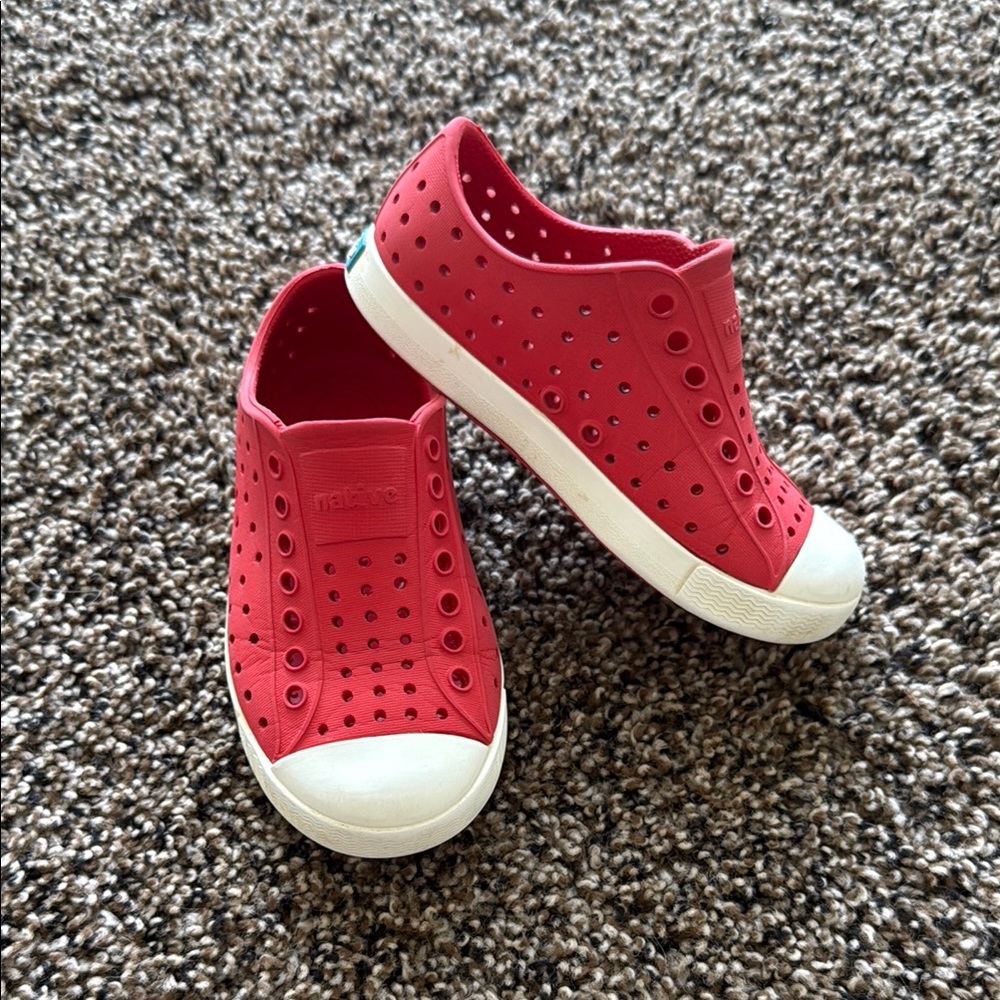 Native Red and White Perforated Sneakers